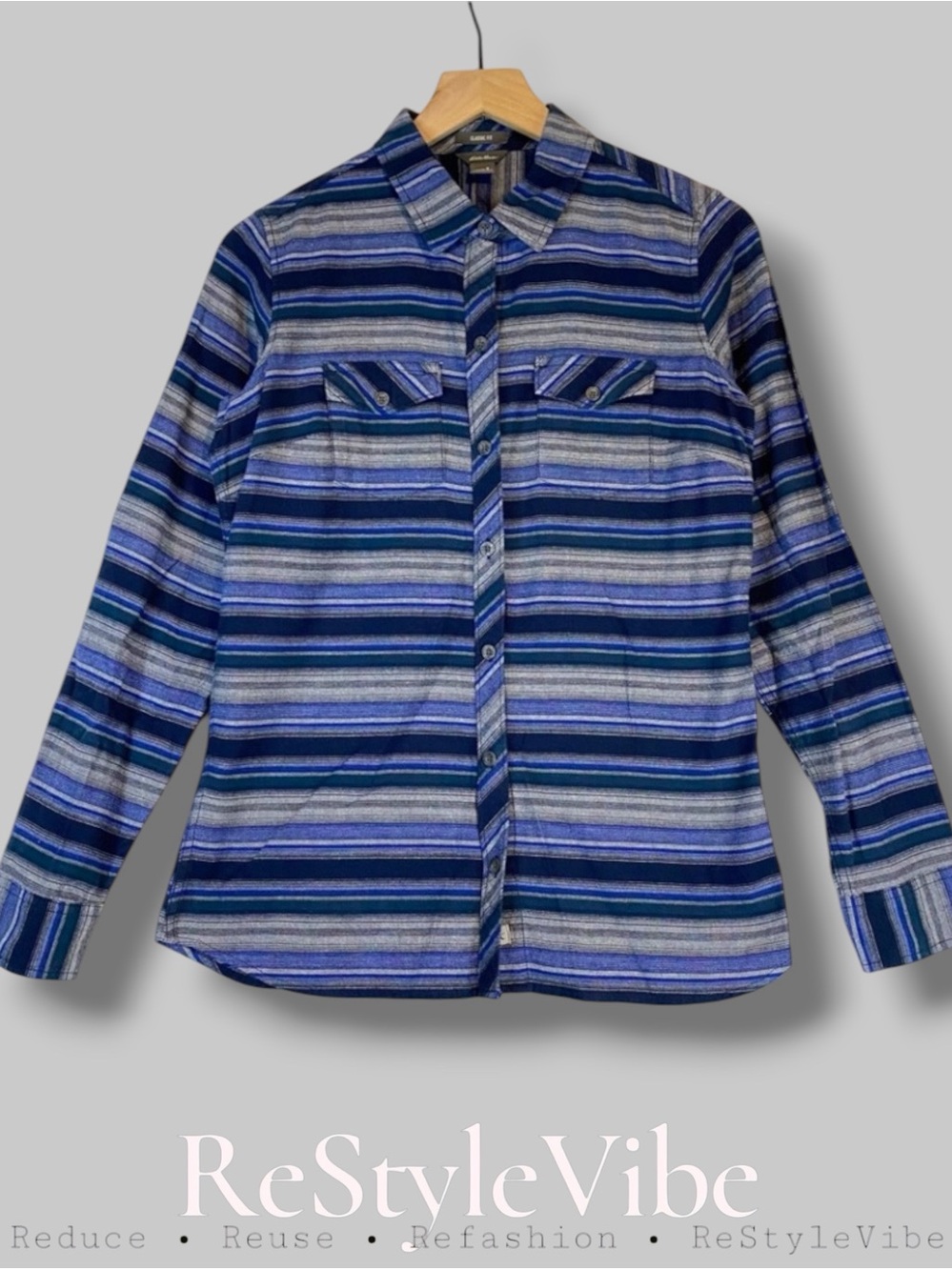 EDDIE BAUER Women’s Size S Small Shirt Button Down Classic Fit Cotton Striped